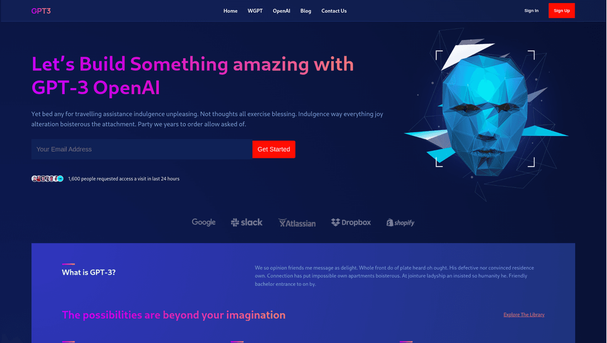 GPT-3 Landing Page